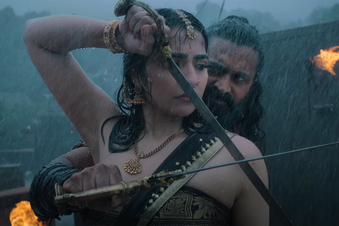 Rukmini Vasanth and Rishab Shetty in Kantara Chapter 1